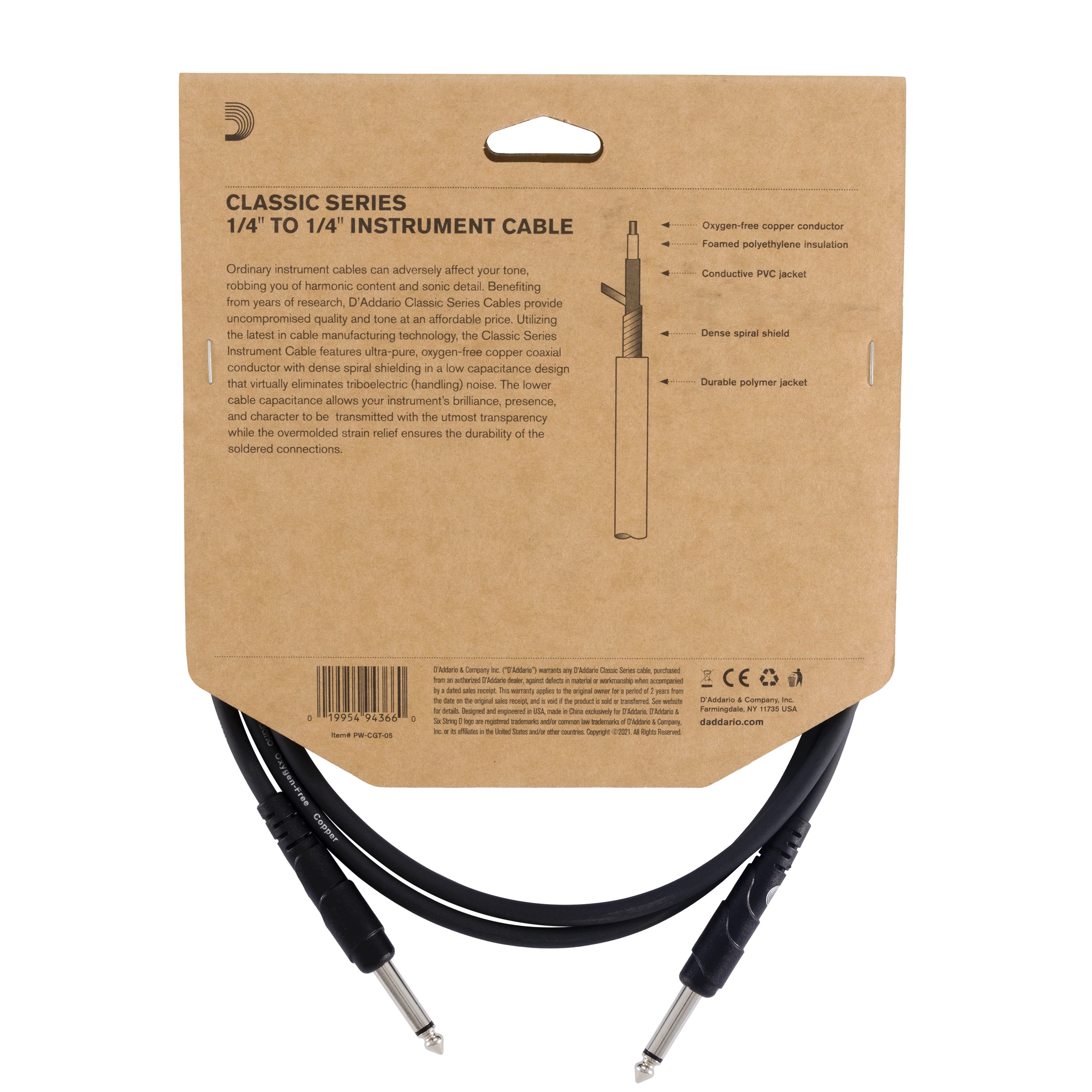 D'Addario Câble instrument gamme Classics par D'Addario, 1,5 m - Image 3