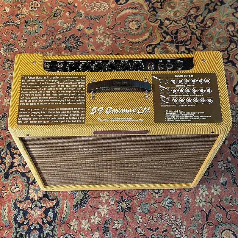 Fender '59 Bassman LTD Reissue 45-Watt 4x10" Guitar Combo - Lacquered Tweed - Image 3