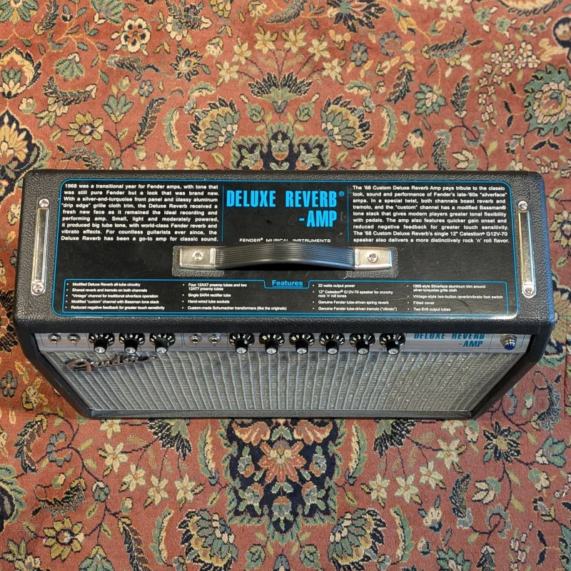 Fender '68 Custom Deluxe Reverb 2-Channel 22-Watt 1x12" Guitar Combo 2013 - Present - Black - Image 4