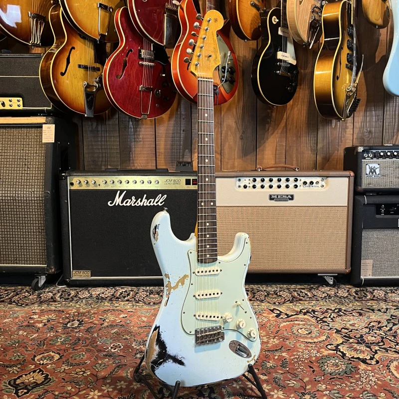 Fender Custom Shop 62' Stratocaster "Namm 2015" Sonic Blue Over Black Heavy Relic - Image 2
