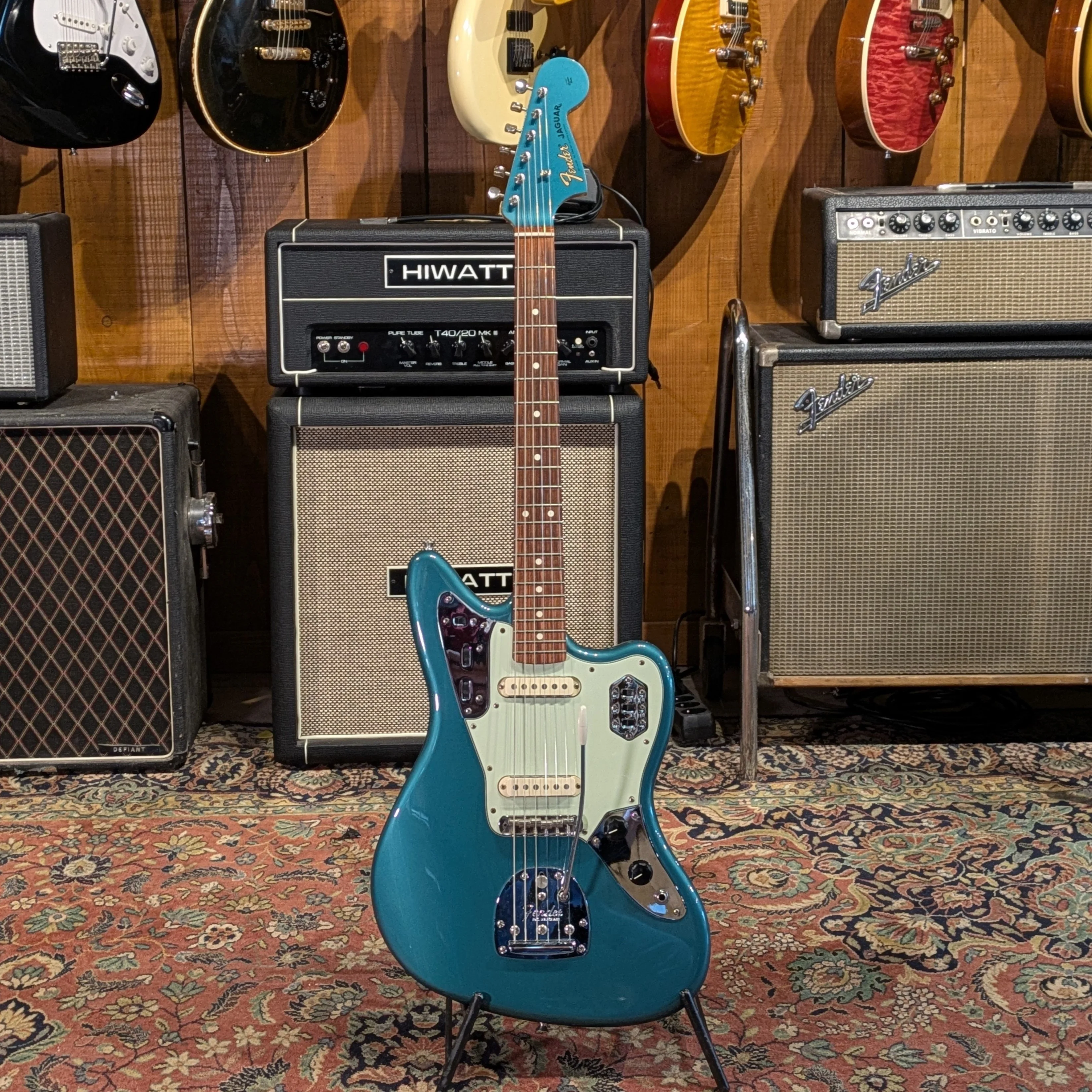 Fender Vintera '60s Jaguar with Fender AM Tremolo and Mustang Bridge 2019 - Ocean Turquoise - Image 3