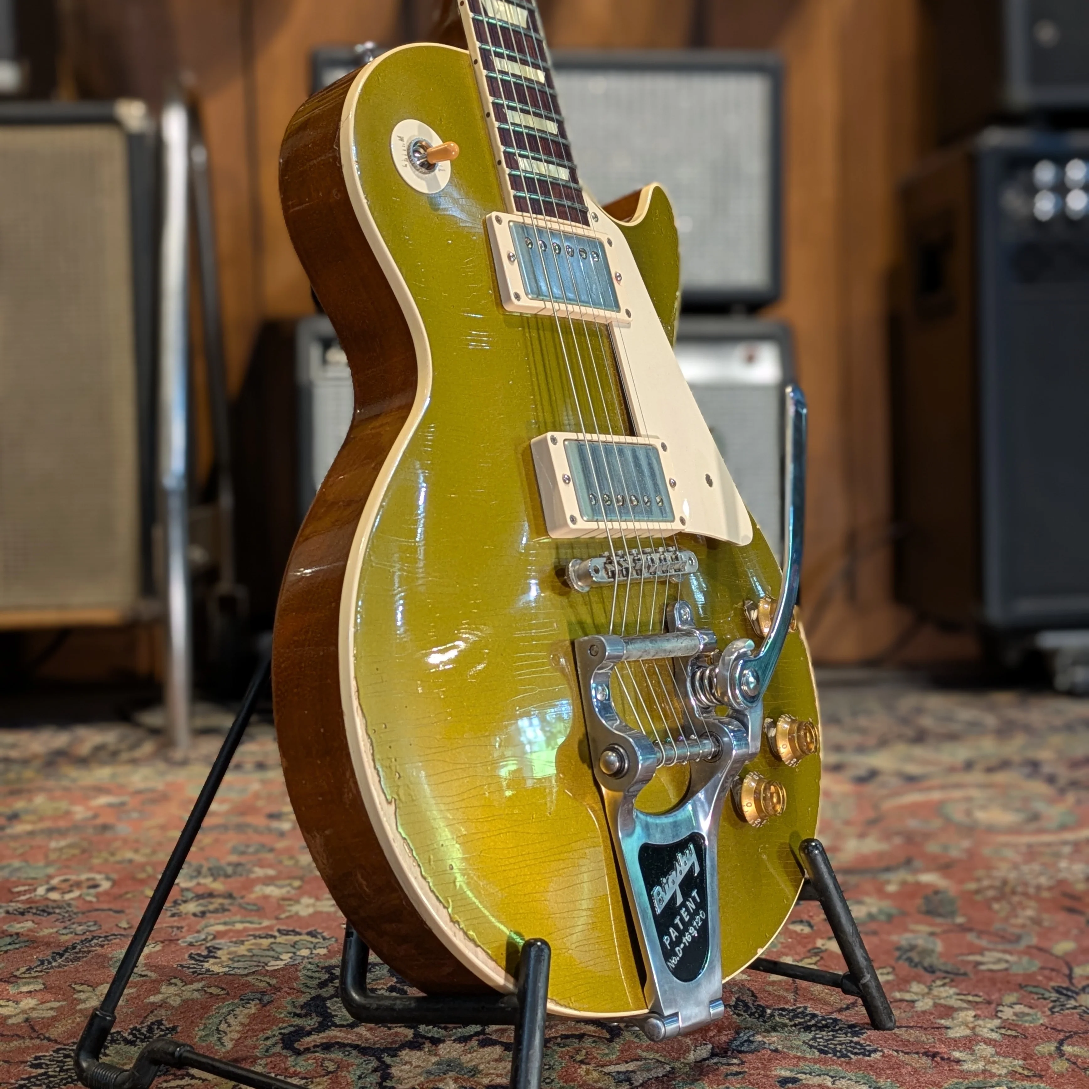Gibson Les Paul 57 Custom Shop Bigsby - Goldtop (VENDUE) - Image 7