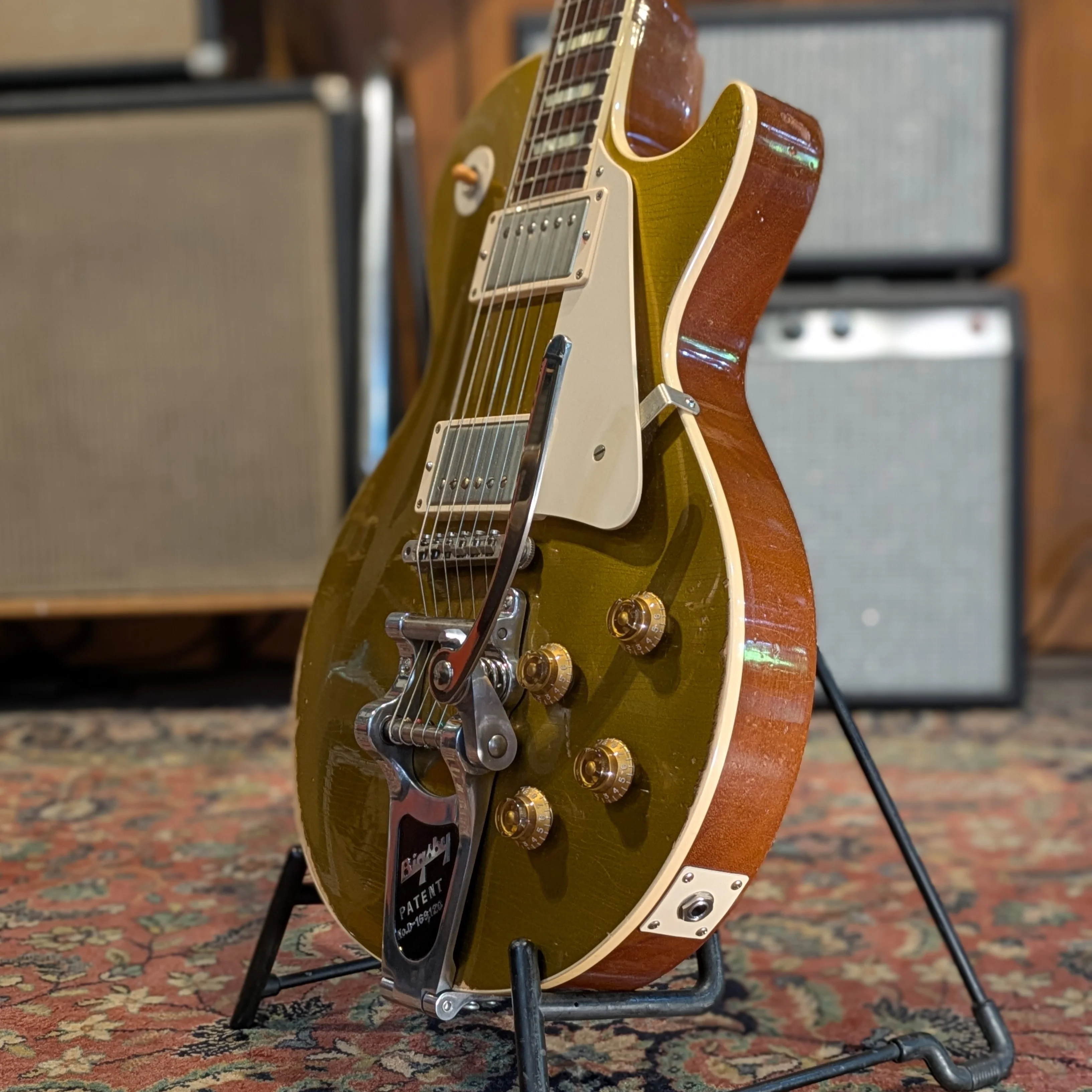 Gibson Les Paul 57 Custom Shop Bigsby - Goldtop (VENDUE) - Image 8