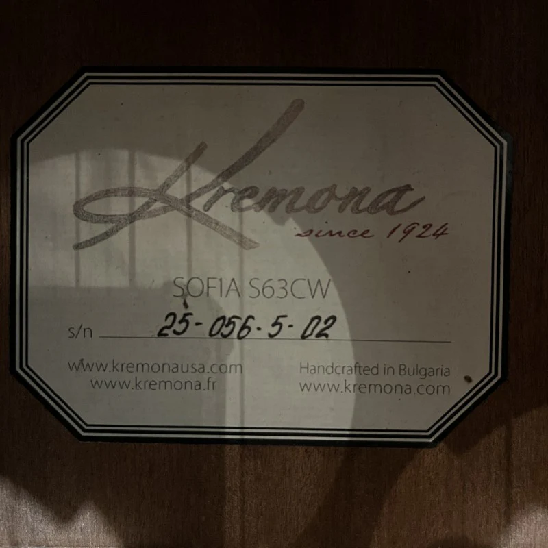 Kremona Sofia S63CW with Electronics 2010s - Natural - Image 8