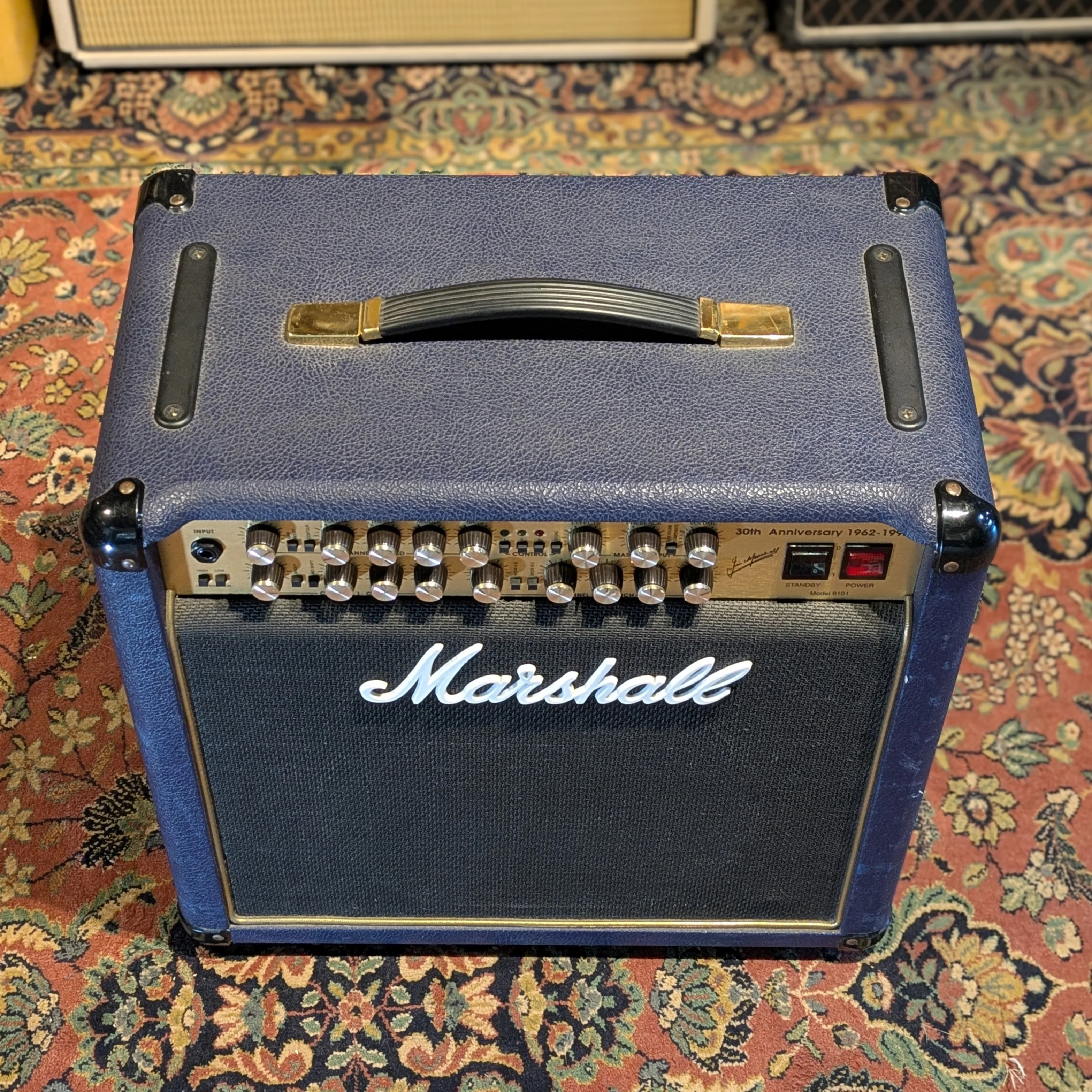 Marshall 6101 30th Anniversary Series 3-Channel 100-Watt 1x12" Guitar Combo 1992 - 1997 - Blue - Image 4