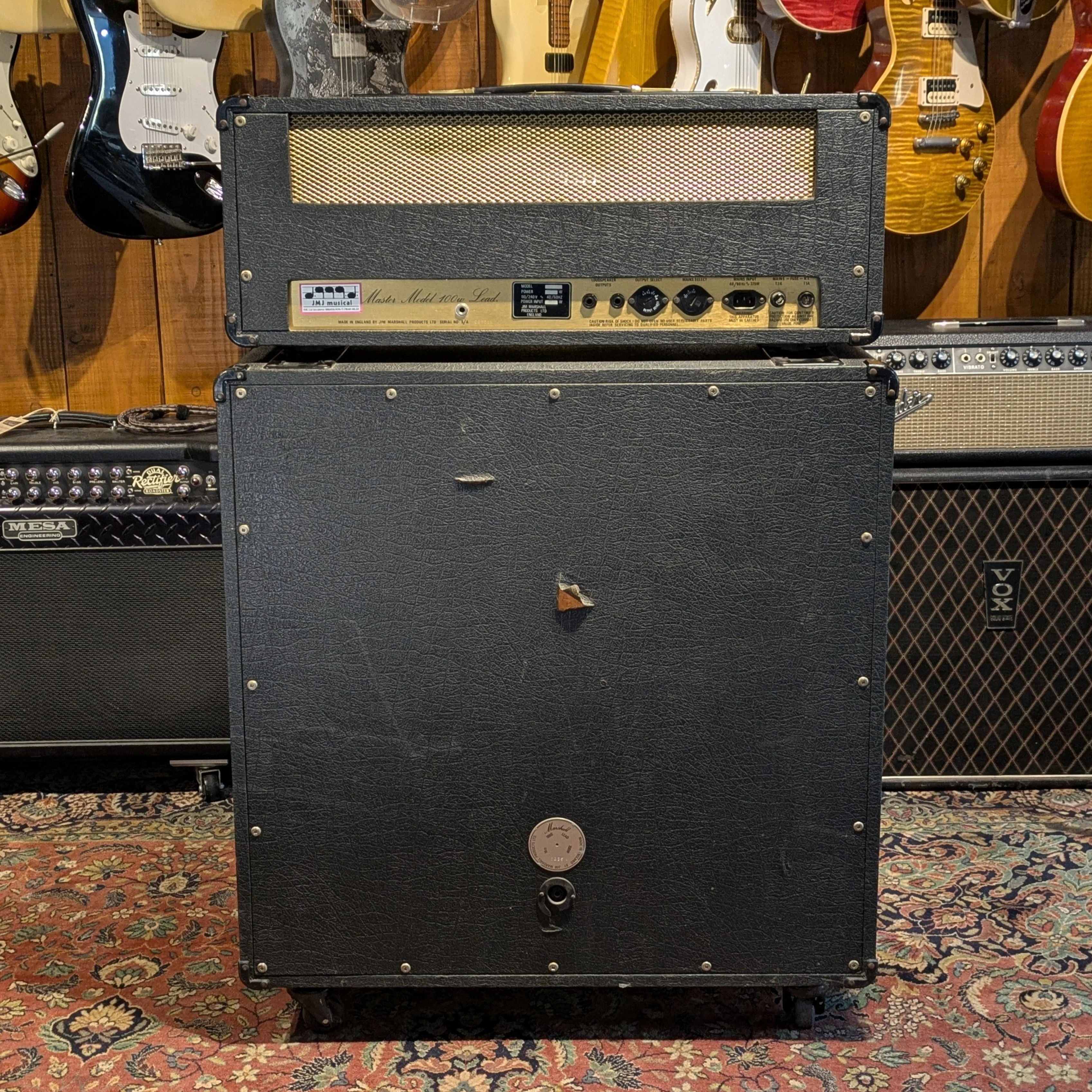 Marshall JMP 2203 Mk2 Master Model Lead 100-Watt Guitar Amp Head 1980 - Black + Cab 1960 Lead - Image 2