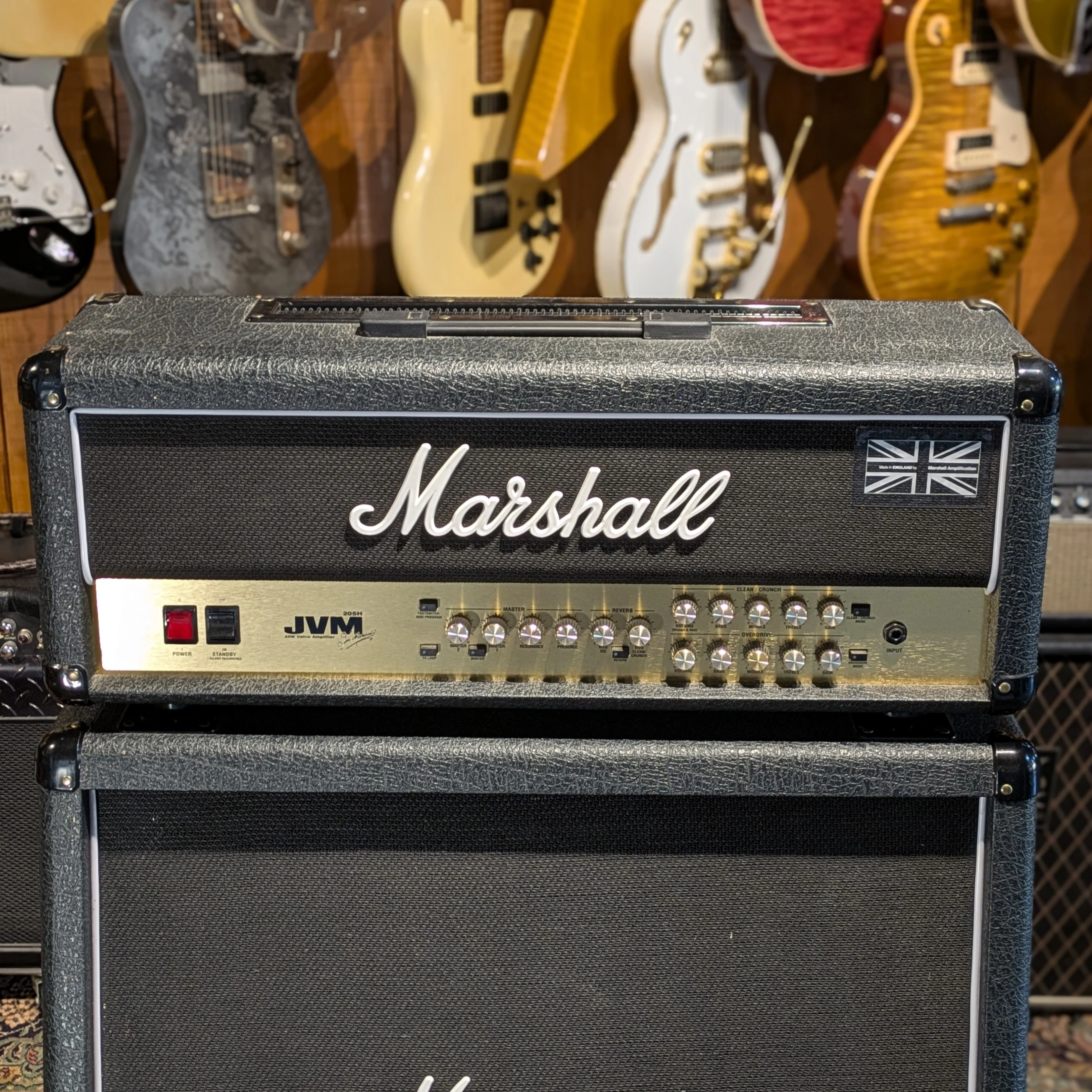 Marshall JVM205H 2-Channel 50-Watt Guitar Amp Head 2008 - Present - Black + Cab Marshall 1960A 4X12 - Image 5